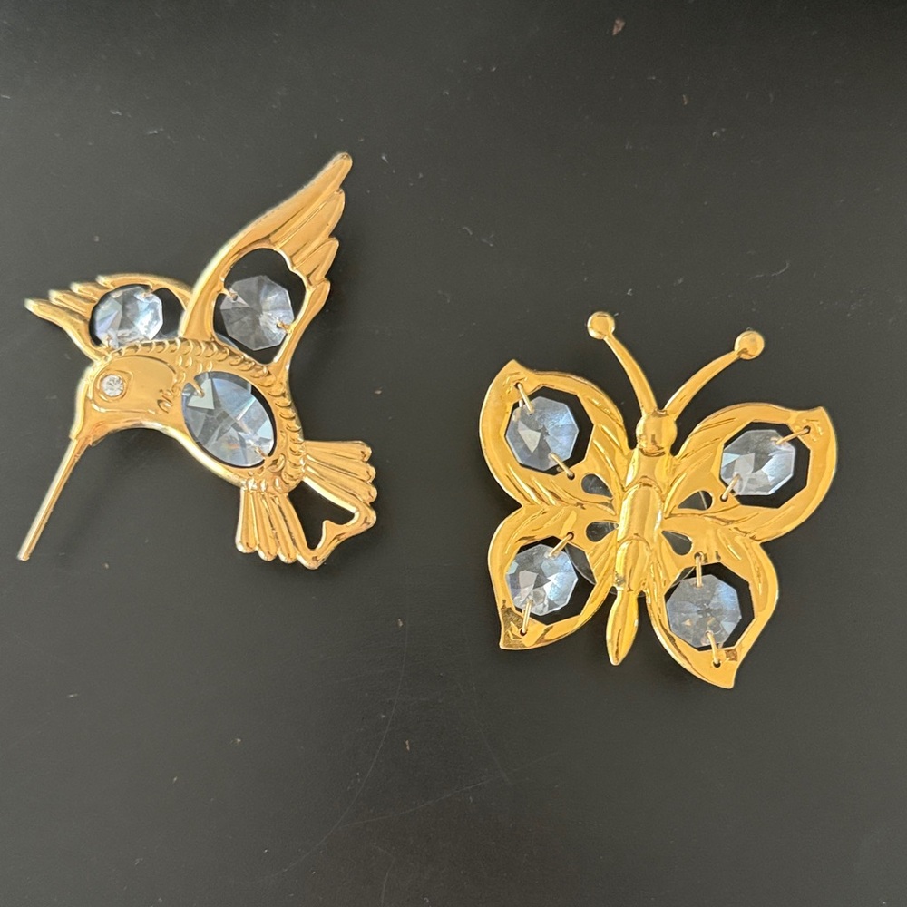 Gold Hummingbird and Butterfly window cling Set